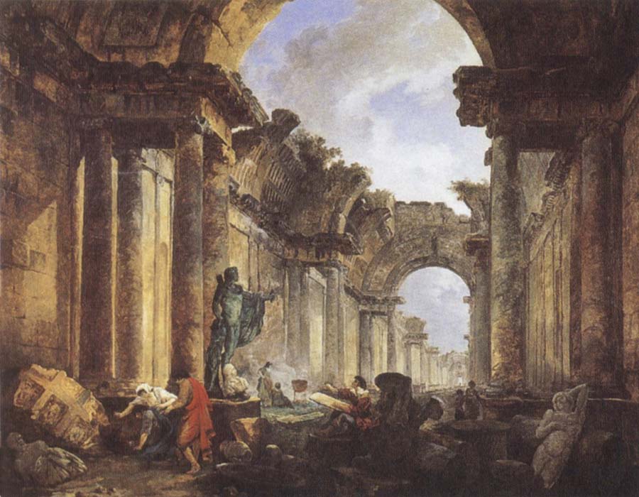 Imaginary View of the Grande Galerie in the Louvre in Ruins